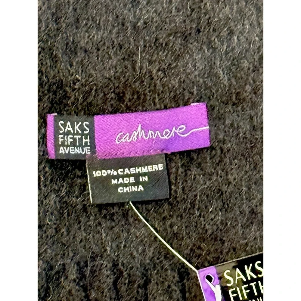 Sak's Cashmere Scarf Dark Gray 12.5